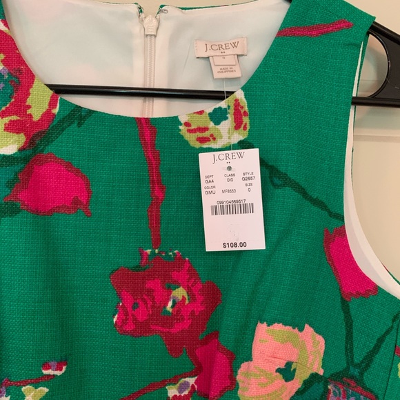 ⭐️ 🔥🔥SALE🔥🔥 J Crew Factory green floral shift dress, 0, NWT - Picture 3 of 8